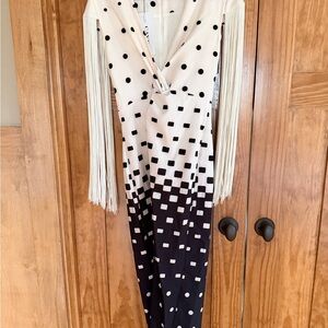 Cayro Elegant Black and White Polka Dot Dress